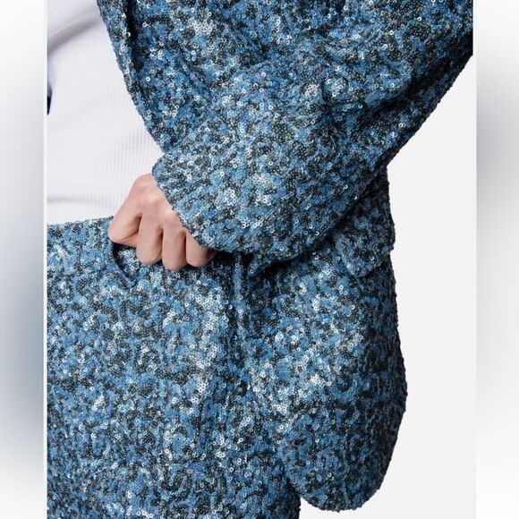 NEW Zadig & Voltaire Vanille Sequin Blazer Denim Blue Size 34 / XS - Picture 4 of 13